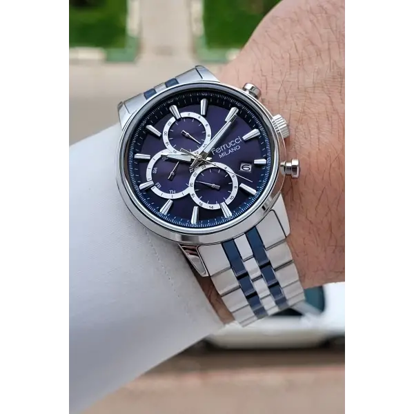 Lacivert Gümüş Renk İç Göstergeleri Aktif 41 Mm Erkek Kol Saati