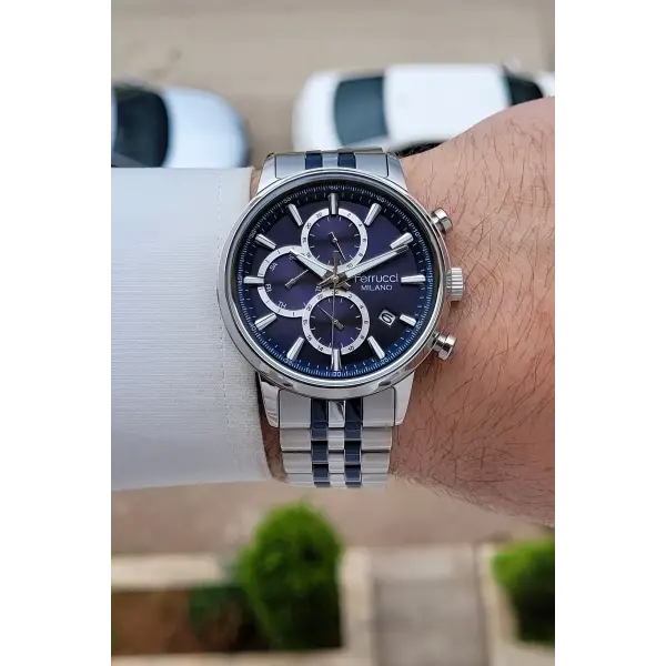 Lacivert Gümüş Renk İç Göstergeleri Aktif 41 Mm Erkek Kol Saati