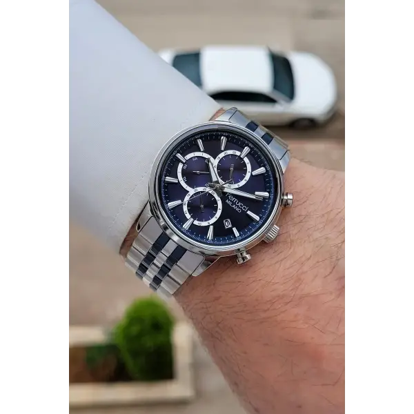 Lacivert Gümüş Renk İç Göstergeleri Aktif 41 Mm Erkek Kol Saati