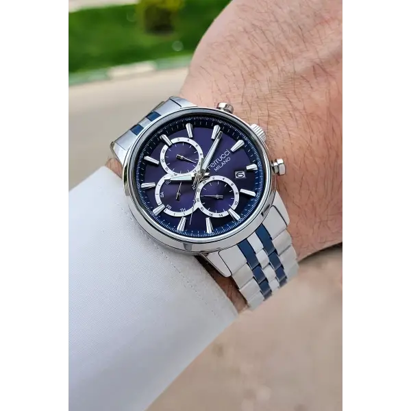 Lacivert Gümüş Renk İç Göstergeleri Aktif 41 Mm Erkek Kol Saati