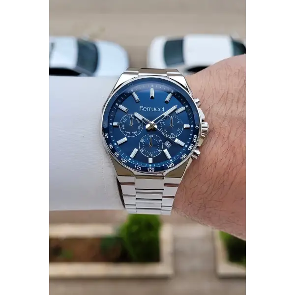 Kadranı Lacivert Kordonu Gümüş Renk İç Göstergeleri Aktif 42 Mm Erkek Kol Saati