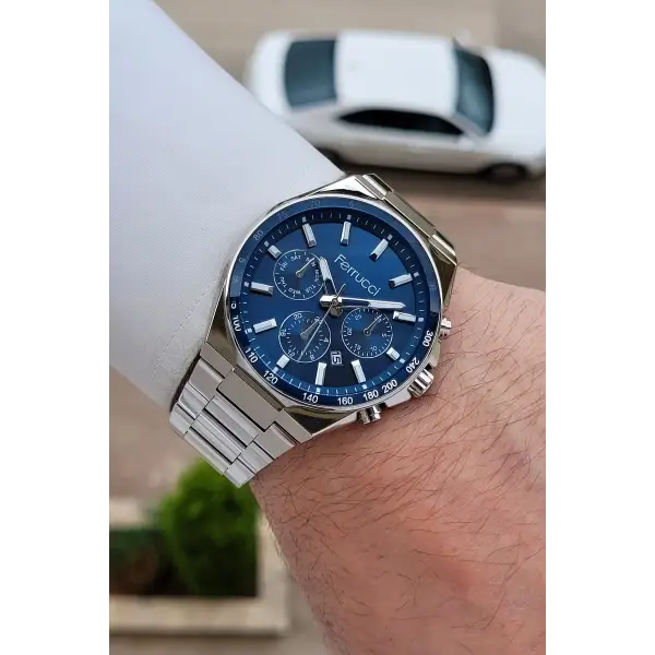 Kadranı Lacivert Kordonu Gümüş Renk İç Göstergeleri Aktif 42 Mm Erkek Kol Saati