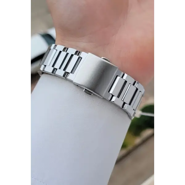 Kadranı Mavi Kordonu Gümüş Renk 40 Mm Erkek Kol Saati