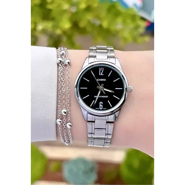 Casio CSISTE18 Kadranı Siyah Kordonu Gümüş Renk Hediye Paketli Kadın Kol Saati