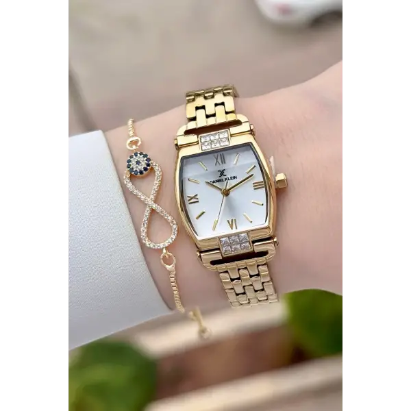 Gold Renk 24 mm Hediye Paketli Kadın Kol Saati