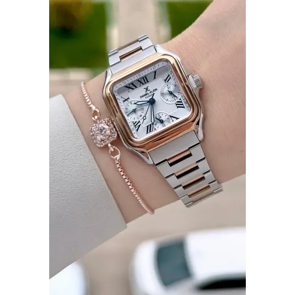 Rose Gümüş Renk 28,5 mm İç Göstergeleri Aktif Hediye Paketli Kadın Kol Saati