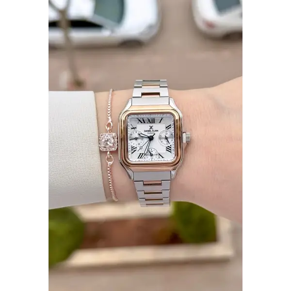 Rose Gümüş Renk 28,5 mm İç Göstergeleri Aktif Hediye Paketli Kadın Kol Saati