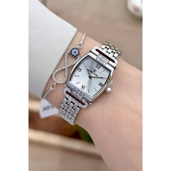 Gümüş Renk 24 mm Hediye Paketli Kadın Kol Saati