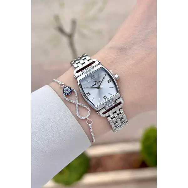 Gümüş Renk 24 mm Hediye Paketli Kadın Kol Saati