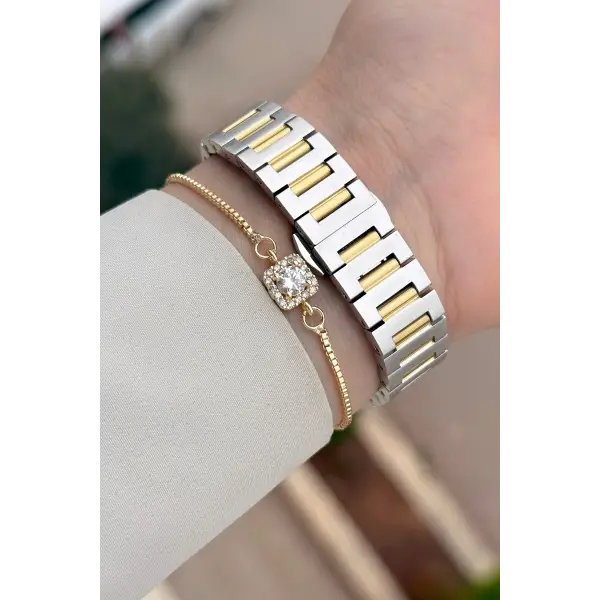 Kadranı Yeşil Kordonu Gold Gümüş Renk 28,5 Mm İç Göstergeleri Aktif Kadın Kol Saati