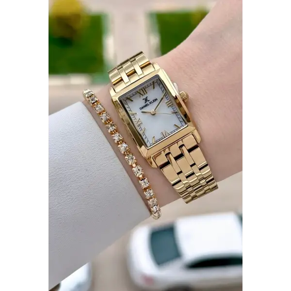 Kadranı Sedefli Kordonu Gold Renk 22 mm Kadın Kol Saati