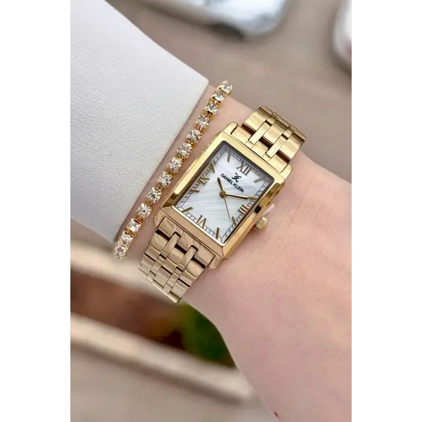Kadranı Sedefli Kordonu Gold Renk 22 mm Kadın Kol Saati