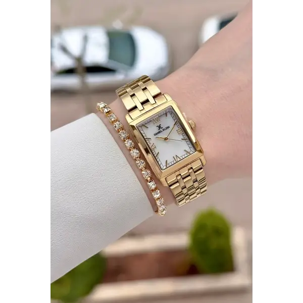 Kadranı Sedefli Kordonu Gold Renk 22 mm Kadın Kol Saati
