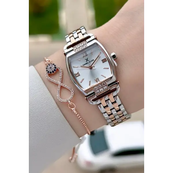 Rose Gümüş Renk 24 mm Hediye Paketli Kadın Kol Saati
