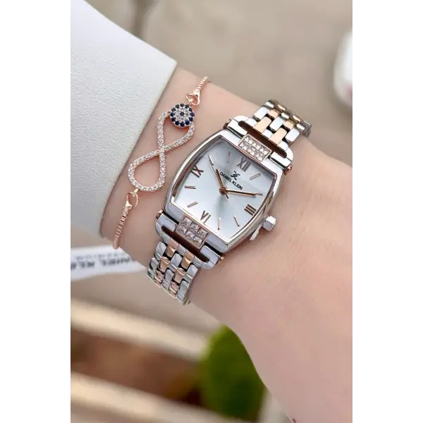 Rose Gümüş Renk 24 mm Hediye Paketli Kadın Kol Saati
