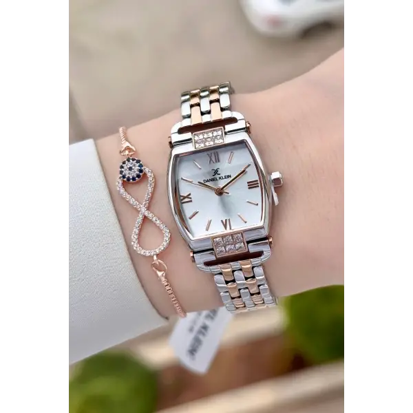 Rose Gümüş Renk 24 mm Hediye Paketli Kadın Kol Saati