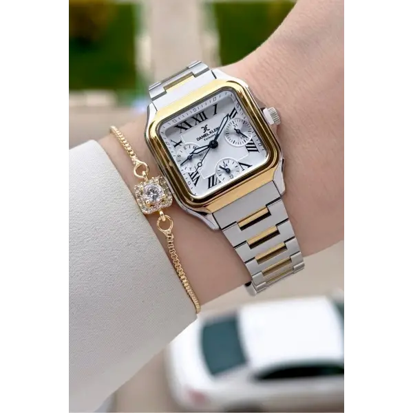 Gold Gümüş Renk 28,5 mm İç Göstergeleri Aktif Hediye Paketli Kadın Kol Saati