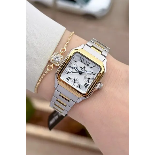 Gold Gümüş Renk 28,5 mm İç Göstergeleri Aktif Hediye Paketli Kadın Kol Saati