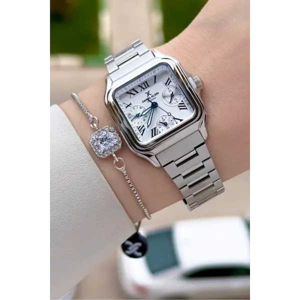 Gümüş Renk 28,5 mm İç Göstergeleri Aktif Hediye Paketli Kadın Kol Saati