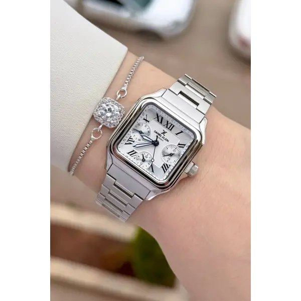 Gümüş Renk 28,5 mm İç Göstergeleri Aktif Hediye Paketli Kadın Kol Saati