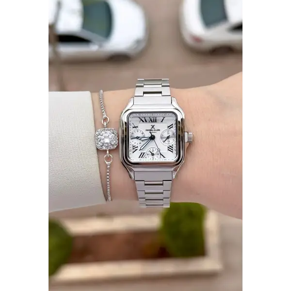 Gümüş Renk 28,5 mm İç Göstergeleri Aktif Hediye Paketli Kadın Kol Saati