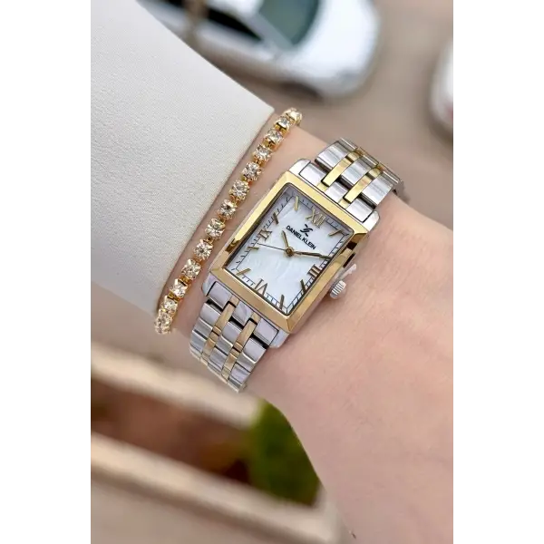 Gold Gümüş Renk 22 mm Kadın Kol Saati