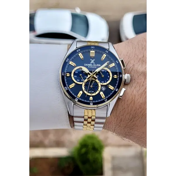 Daniel Klein Kadranı Lacivert Kordonu Gold Gümüş Renk Iç Göstergeleri Aktif Erkek Kol Saati