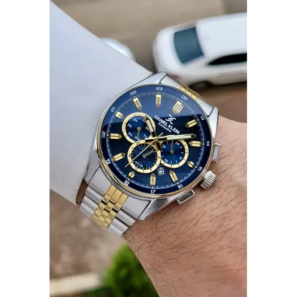 Daniel Klein Kadranı Lacivert Kordonu Gold Gümüş Renk Iç Göstergeleri Aktif Erkek Kol Saati
