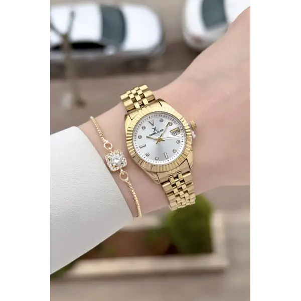 Daniel Klein Gold Renk 28 mm Kadın Kol Saati ve Bileklik