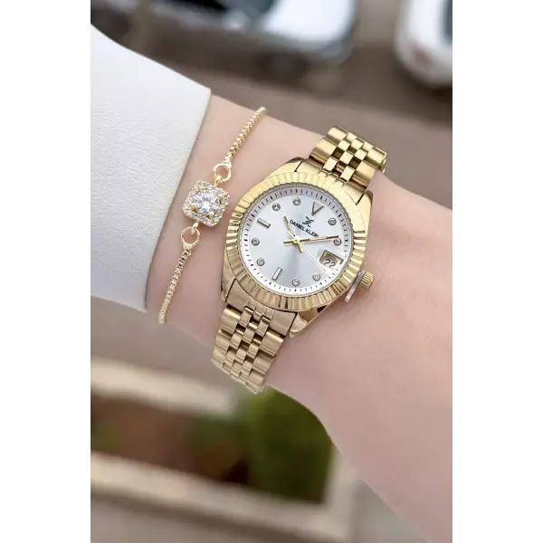 Daniel Klein Gold Renk 28 mm Kadın Kol Saati ve Bileklik
