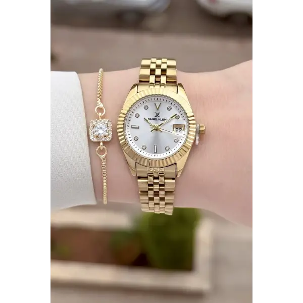 Daniel Klein Gold Renk 28 mm Kadın Kol Saati ve Bileklik