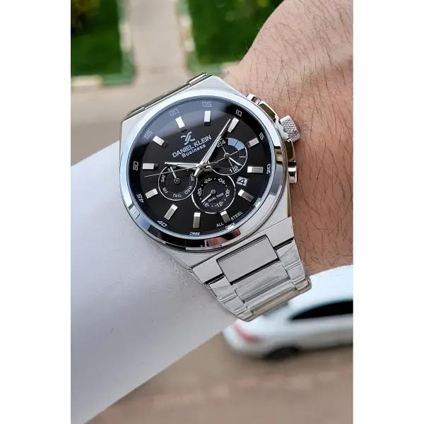 BUSINESS Kadranı Siyah Kordonu Gümüş Renk 45 Mm Full Çelik 5 ATM Erkek Kol Saati