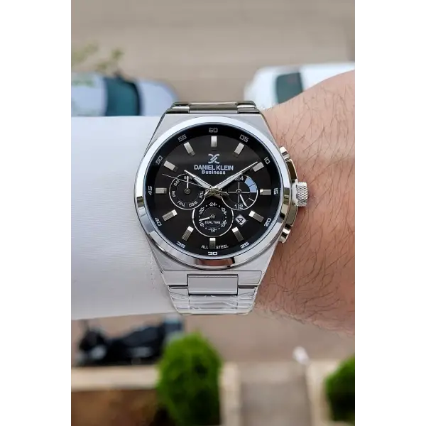 BUSINESS Kadranı Siyah Kordonu Gümüş Renk 45 Mm Full Çelik 5 ATM Erkek Kol Saati