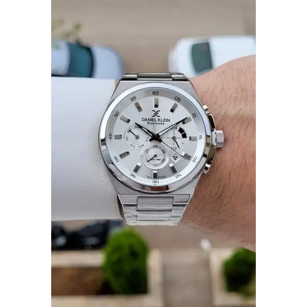 BUSINESS Gümüş Renk 45 Mm Full Çelik 5 ATM Erkek Kol Saati