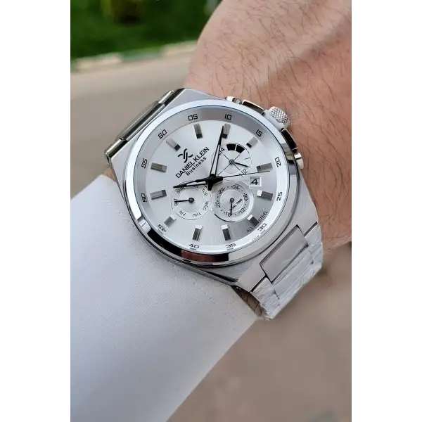 BUSINESS Gümüş Renk 45 Mm Full Çelik 5 ATM Erkek Kol Saati