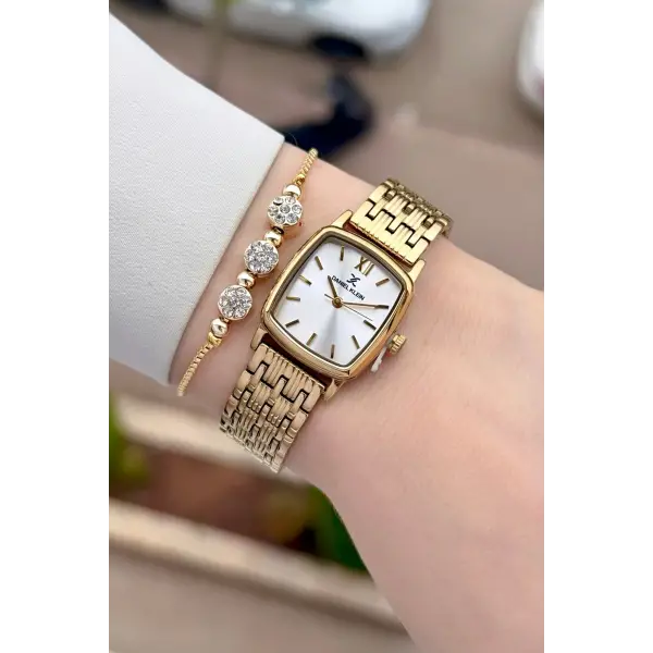Gold Renk 22 mm Hediye Paketli Kadın Kol Saati