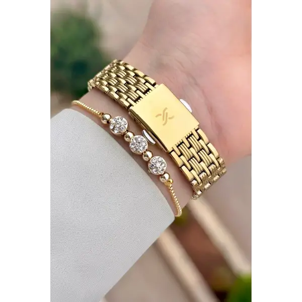 Gold Renk 22 mm Hediye Paketli Kadın Kol Saati