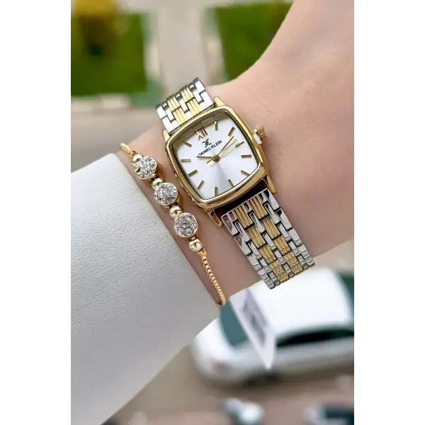 Gold Gümüş Renk 22 mm Hediye Paketli Kadın Kol Saati