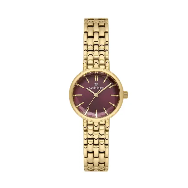 Kadranı Bordo Kordonu Gold Renk 25 Mm Hediye Paketli Kadın Kol Saati