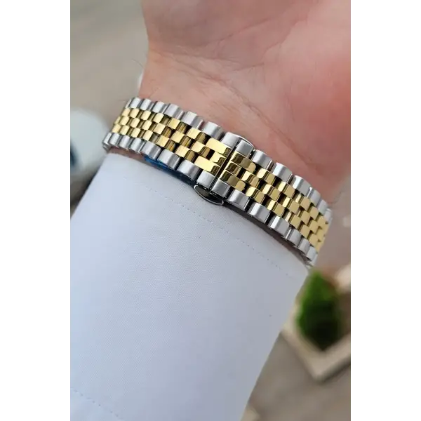 Kadranı Yeşil Kordonu Gold Gümüş Renk 40 Mm Erkek Kol Saati