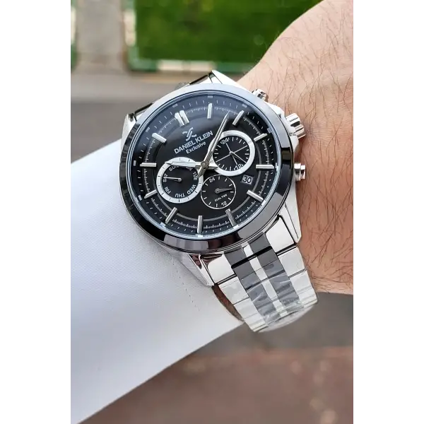 Gümüş Siyah Renk 44 Mm İç Göstergeleri Aktif Erkek Kol Saati