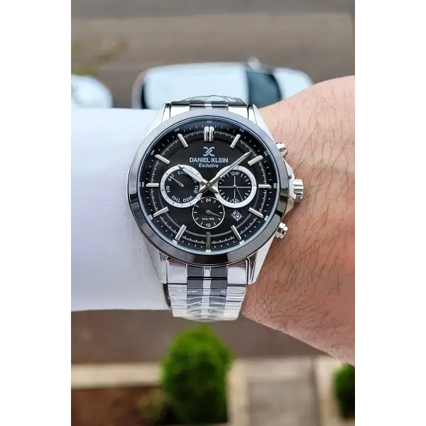 Gümüş Siyah Renk 44 Mm İç Göstergeleri Aktif Erkek Kol Saati
