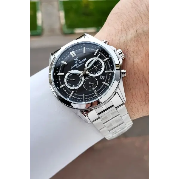 Kadranı Siyah Kordonu Gümüş Renk 44 Mm Hediye Paketli İç Göstergeleri Aktif Erkek Kol Saati