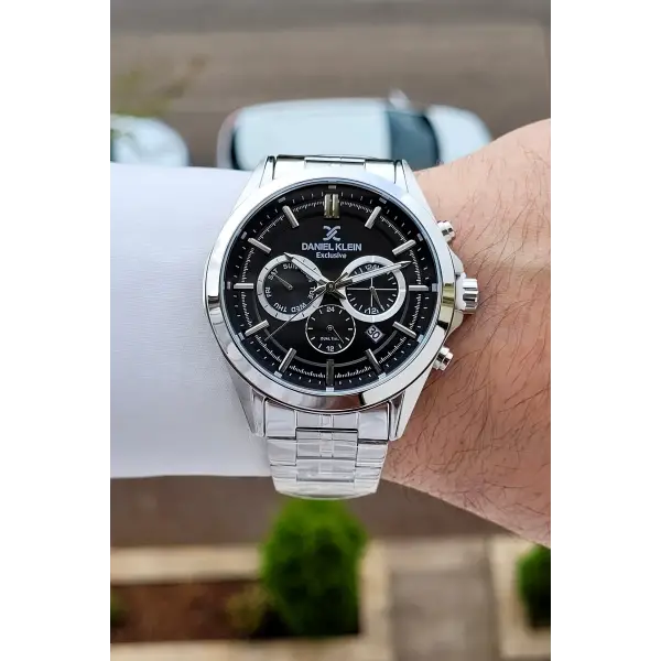 Kadranı Siyah Kordonu Gümüş Renk 44 Mm Hediye Paketli İç Göstergeleri Aktif Erkek Kol Saati