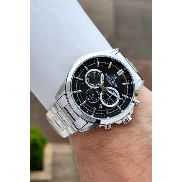 Kadranı Siyah Kordonu Gümüş Renk 44 Mm Hediye Paketli İç Göstergeleri Aktif Erkek Kol Saati