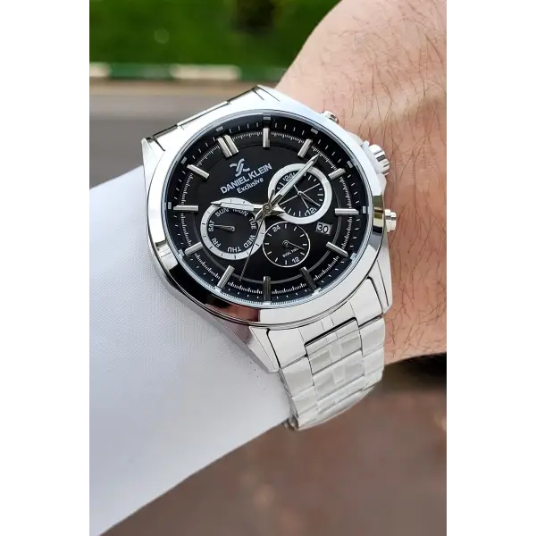 Kadranı Siyah Kordonu Gümüş Renk 44 Mm Hediye Paketli İç Göstergeleri Aktif Erkek Kol Saati