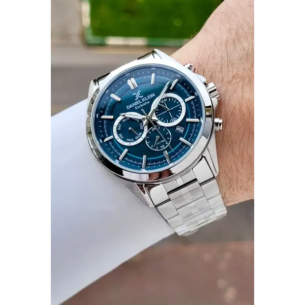 Kadranı Mavi Kordonu Gümüş Renk 44 Mm Hediye Paketli İç Göstergeleri Aktif Erkek Kol Saati