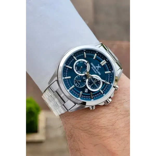 Kadranı Mavi Kordonu Gümüş Renk 44 Mm Hediye Paketli İç Göstergeleri Aktif Erkek Kol Saati