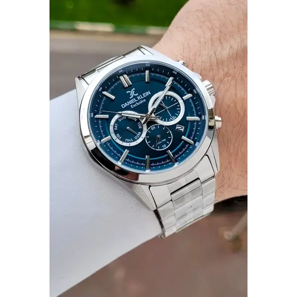 Kadranı Mavi Kordonu Gümüş Renk 44 Mm Hediye Paketli İç Göstergeleri Aktif Erkek Kol Saati