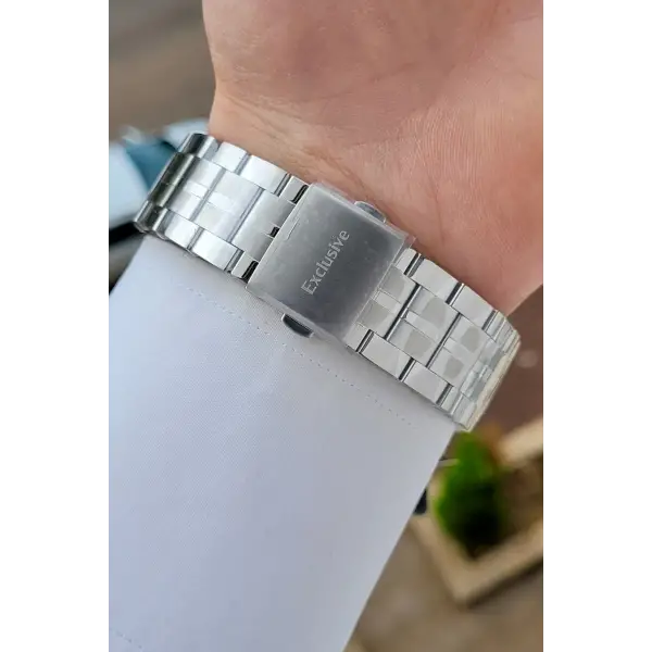Kadranı Mavi Kordonu Gümüş Renk 44 Mm Hediye Paketli İç Göstergeleri Aktif Erkek Kol Saati